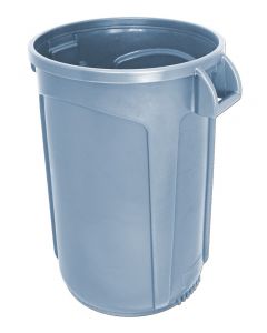 Trash Can Gray 44 gallon open top heavy duty round waste can. Super heavy duty.
