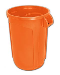 Trash Can Orange 44 gallon open top heavy duty round waste can. Super heavy duty.