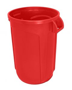 Trash Can Red 44 gallon open top heavy duty round waste can. Super heavy duty.