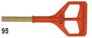 Orange head wood wet mop handle 64 inches long with thumb wheel adjustment knob to hold mop No. 95
