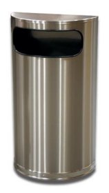 Half Round Trash Can Stainless Steel 9 gallon capacity side opening for waste