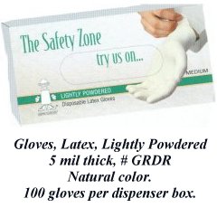 Disposable Latex Gloves Lightly Powdered 5 mil 100 per box Natural Color