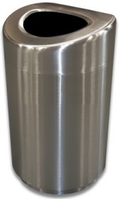Open Top Round Trash Can Stainless Steel  Waste Entry 35 Gallons